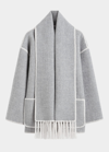 Totême Embroidered Scarf Jacket In Light/pastel Grey