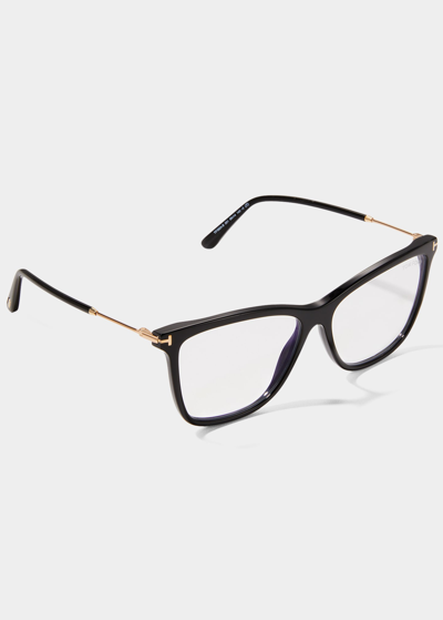 Tom Ford Blue Filtering Acetate Cat-eye Glasses In Black