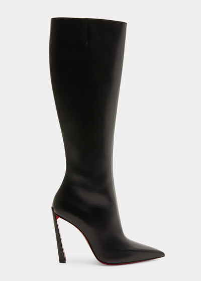 Christian Louboutin Condora Leather Red Sole Knee Boots In Black