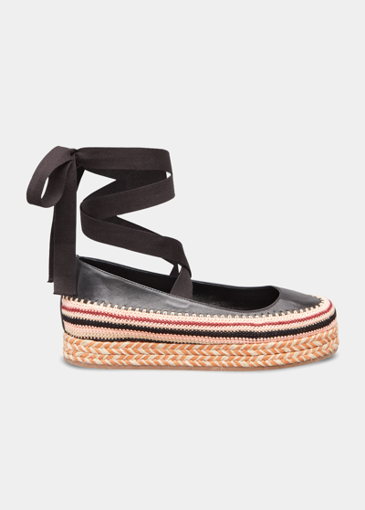 Ulla Johnson Yolena Crochet Ankle-wrap Espadrilles In Noir