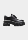 Prada Monolith Brushed Leather Platform Oxford In Nero Argen