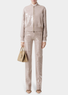 Burberry Sequinned Cashmere Cotton Blend Trousers In Beige Melange