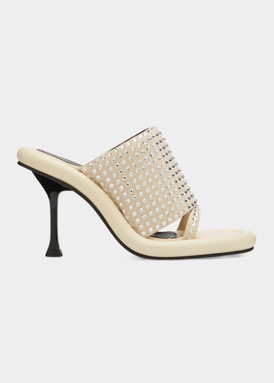 Jw Anderson Bumper Crystal Stiletto Mules In Beige