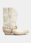 Golden Goose Wish Star Belt Chain Western Boots In Whitetobacco