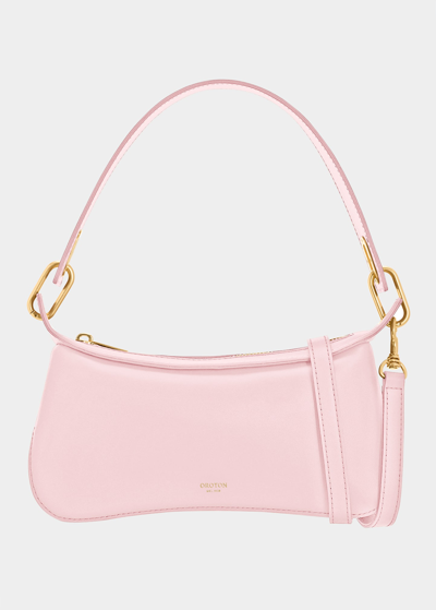 Oroton North Zip Leather Shoulder Bag In Tulip Pink