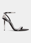Tom Ford Lock 105mm Crystal Ankle-strap Sandals In 3go01 Pearl Grey