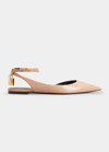 TOM FORD LEATHER ANKLE-STRAP BALLERINA FLATS