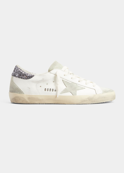 Golden Goose Superstar Leather Glitter Low-top Sneakers In Whiteicegrey