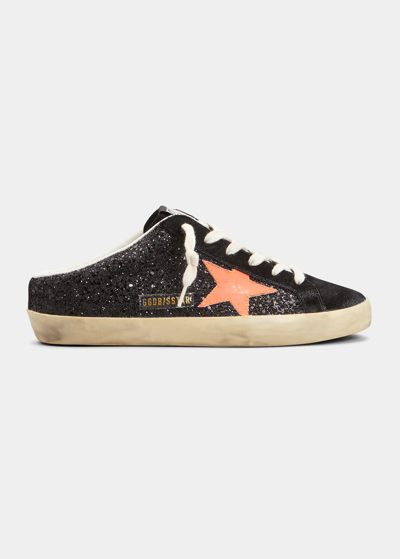 Golden Goose Superstar Sabot Glitter Slide Sneakers In Blackcoral Red