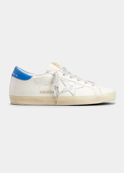 Golden Goose Superstar Mixed Leather Low-top Sneakers In Creamsilverblue