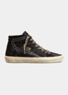 Golden Goose Slide Suede High-top Sneakers In Blacksilver