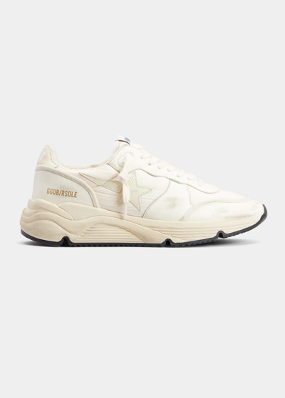 Golden Goose Running Sole Nylon Leather Sneakers In Beige