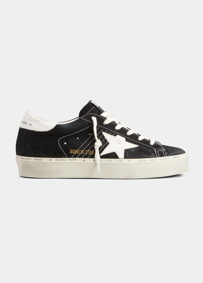Golden Goose Hi Star Low-top Suede Court Sneakers In Black