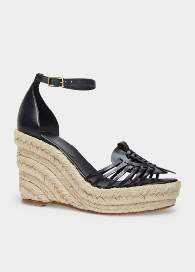 Altuzarra Woven Leather Espadrille Sandals In Black