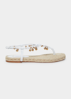 Altuzarra Beaded Espadrille Thong Sandals In Optic White