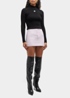 Courrèges Black Reedition Rib Knit Mock Neck Sweater In Black