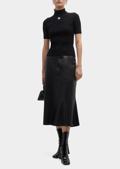 COURRÈGES MOCK-NECK SHORT-SLEEVE RIB PULLOVER