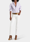 Polo Ralph Lauren Capri Striped Button-up Shirt In Lilac/white