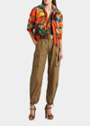 RALPH LAUREN THELMA TROPICAL-PRINT HORIZONTAL PUFFER BOMBER