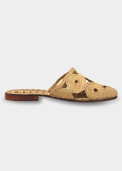 Carrie Forbes Boudoir Raffia Flat Mules In Natural