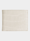 Abas Men's Matte Alligator Leather Bifold Wallet W/ Id Window In White