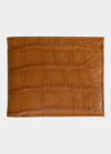Abas Men's Matte Alligator Leather Bifold Wallet W/ Id Window In Tan