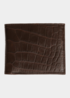 Abas Men's Matte Alligator Leather Bifold Wallet W/ Id Window In Brown