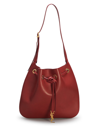 Saint Laurent Paris Vii Medium Ysl Drawstring Hobo Bag In Sangria