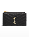 Saint Laurent Ysl Monogram Small Ziptop Bill Pouch In Grained Leather In Black