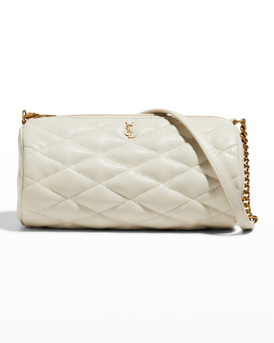 Saint Laurent Medium Sade Quilted Leather Tube Bag In Crema Soft