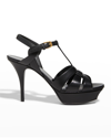 Saint Laurent High Heel Strappy Platform Pumps In Black