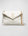 Saint Laurent Loulou Puffer Medium Ysl Flap Shoulder Bag In Crema Soft