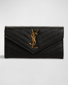 Saint Laurent Ysl Monogram Large Flap Wallet In Grained Leather In Black