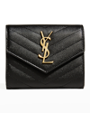 SAINT LAURENT YSL MONOGRAM TRIFOLD WALLET IN GRAINED LEATHER