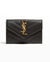 Saint Laurent Ysl Small Grain De Poudre Envelope Wallet In Black