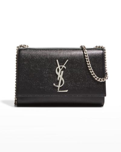 Saint Laurent Kate Small Ysl Crossbody Bag In Grained Leather In Black