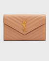 SAINT LAURENT MONOGRAMME LARGE GRAIN DE POUDRE WALLET ON CHAIN