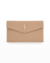 Saint Laurent Uptown Medium Ysl Monogram Grain De Poudre Pouch Bag In Dark Beige