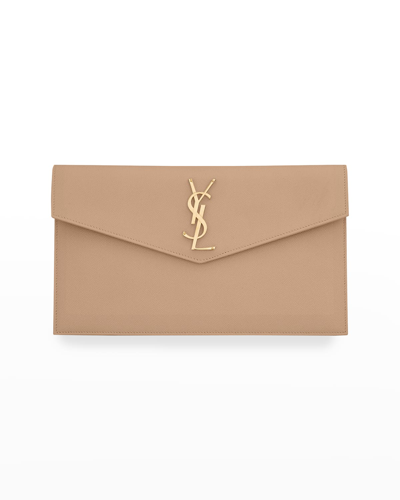 SAINT LAURENT Uptown textured-leather pouch - lushenticbags
