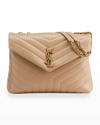 Saint Laurent Loulou Medium Calf Flap-top Shoulder Bag In Dark Beige