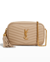 Saint Laurent Lou Mini Ysl Grain De Poudre Camera Crossbody Bag In Dark Beige