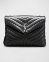 Saint Laurent Loulou Medium Ysl Shoulder Bag In Quilted Leather In Black
