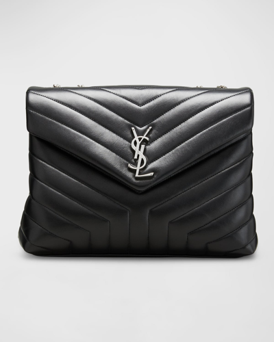 Saint Laurent Loulou Medium Ysl Shoulder Bag In Quilted Leather In Black