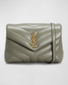 Saint Laurent Loulou Toy Ysl Matelasse Calfskin Envelope Crossbody Bag In Grey Khaki