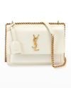 Saint Laurent Sunset Medium Monogram Ysl Chain Crossbody Bag In White