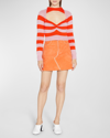 Marni Cropped Wool Sweater With Pink And Red Stripes In Candy