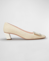 Roger Vivier Women's Belle Vivier Woven Cotton & Leather Pumps In Light Cire