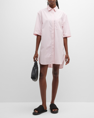 Loulou Studio Evora Short-sleeve Mini Shirtdress In Pink