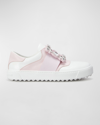 Roger Vivier Women's Viv Golf Embellished-buckle Slip-on Sneakers In Bianco Rosa