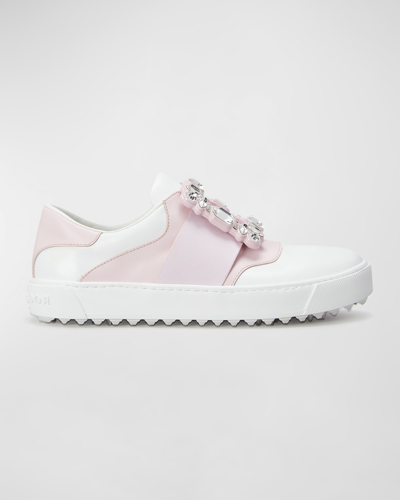 Roger Vivier Women's Viv Golf Embellished-buckle Slip-on Sneakers In Bianco Rosa Lot
